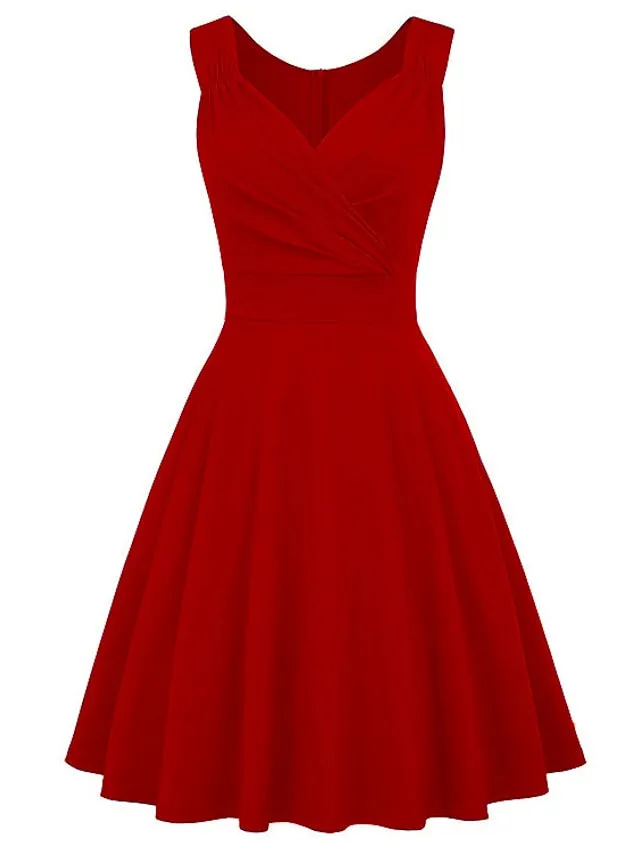 Casual Dress Homecoming Dress Black Dress Mini Dress Navy Black White Sleeveless Pure Color Ruched Summer Spring Fall V Neck Fashion Winter Dress Christmas Fall Dress  S M L XL XXL for Women