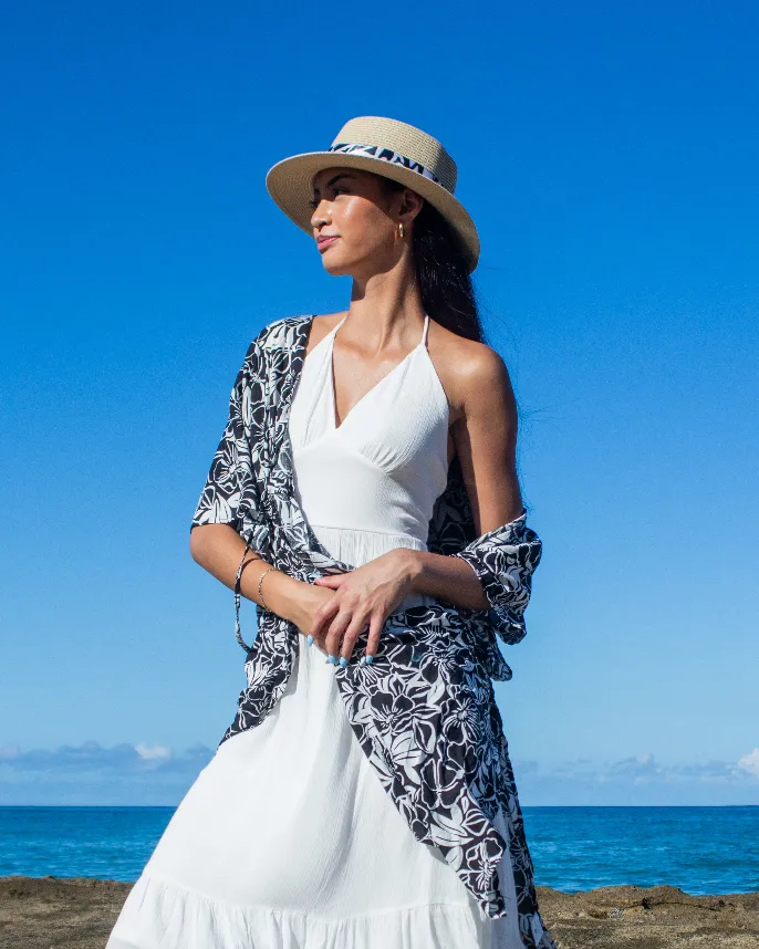 Coverup Nikki Belt Hibiscus White Black