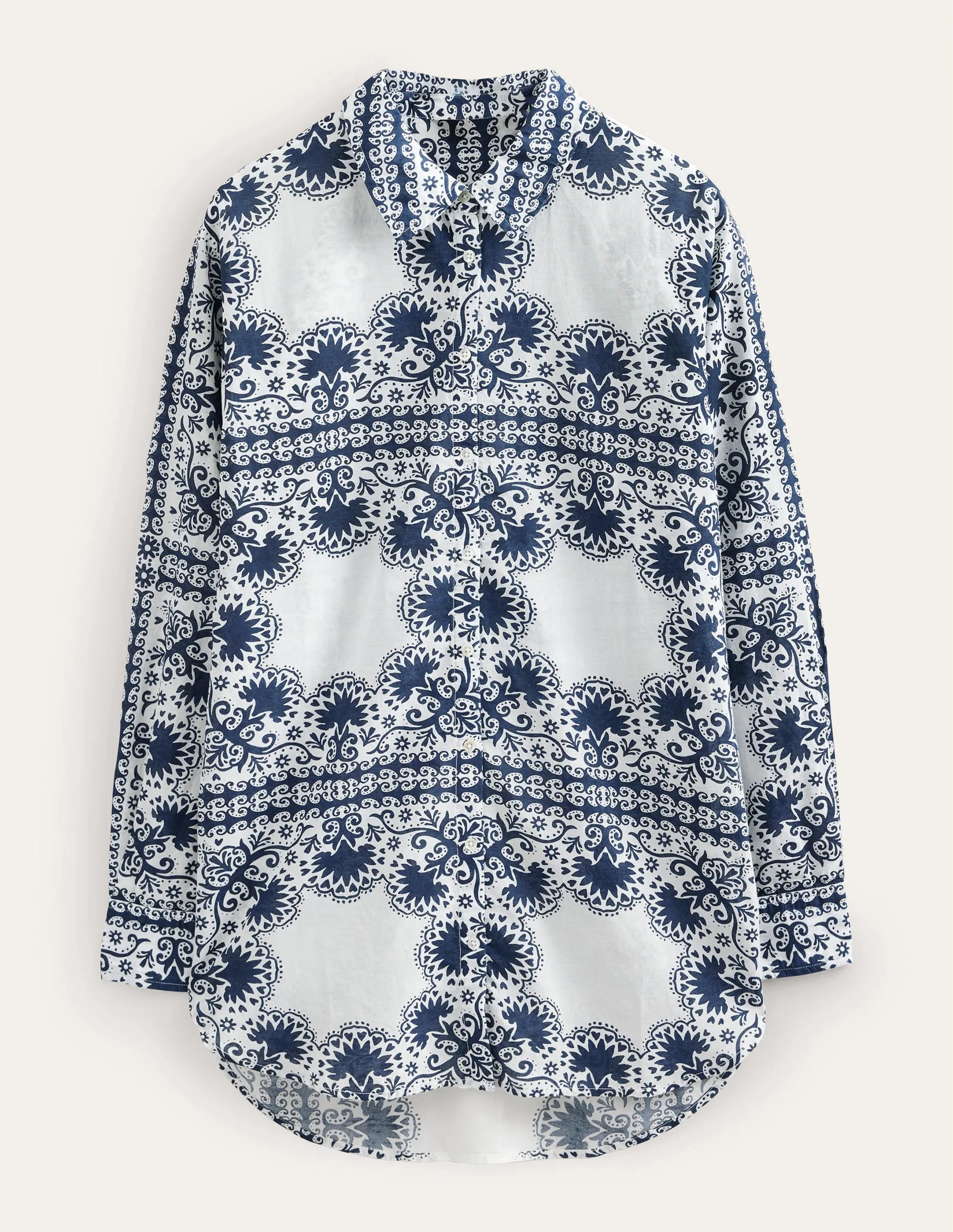 Holiday Longerline Shirt-Ivory, Tapestry Geo